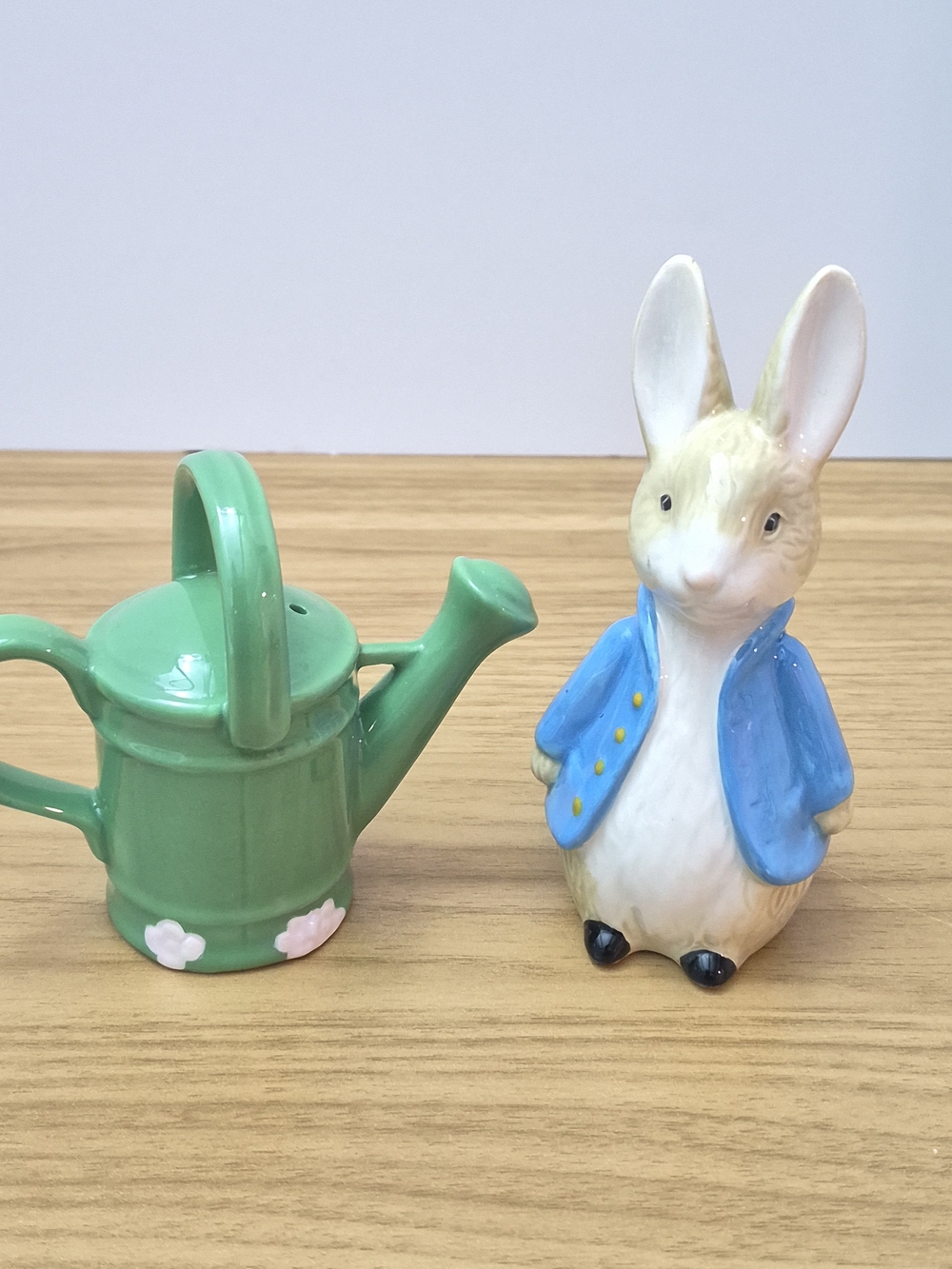 Peter Rabbit & Watering Can Ceramic Salt and Pepper Shakers Set